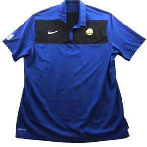 Nike Mens NBA Golden State Warriors Polo Shirt Size XL Blue Dri-FIT Basketball